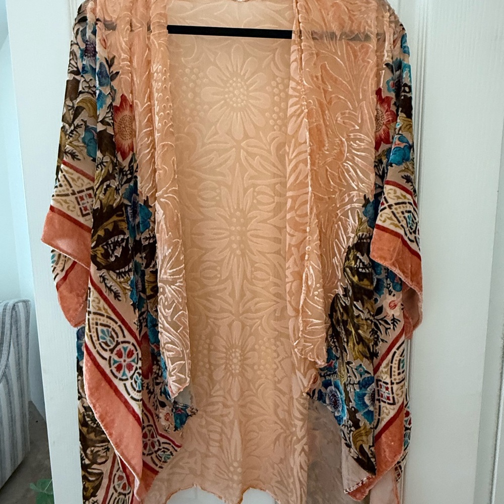 Anthropologie Rosalia Kimono Floral Velvet Burnout OS